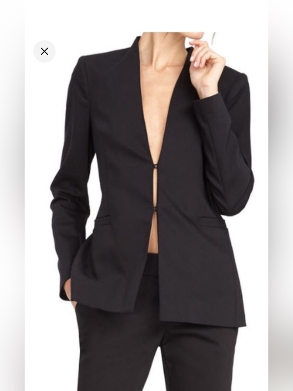 Alice + Olivia Classics Jerri Open-Front Collarless Blazer Size US 12 Charcoal